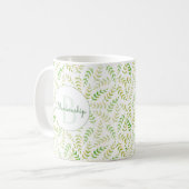 Benutzerdefiniertes Monogramm Name Art Fern Leaf M Kaffeetasse (Vorderseite Links)
