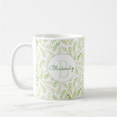 Benutzerdefiniertes Monogramm Name Art Fern Leaf M Kaffeetasse (Links)