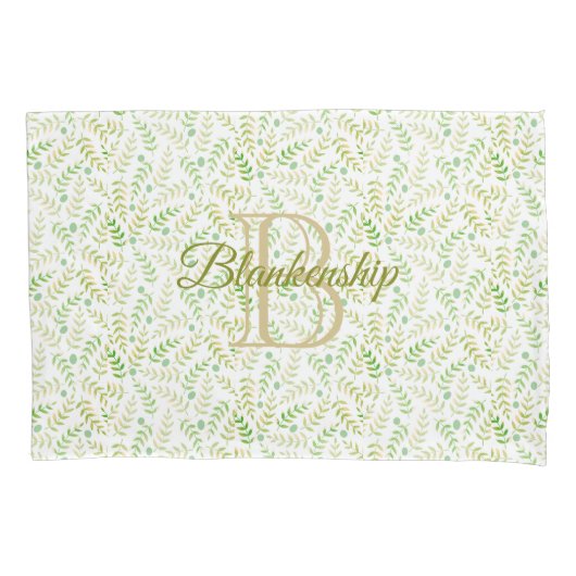 Benutzerdefiniertes Monogramm Name Art Fern Leaf M Kissenbezug (Vorderseite-Links)