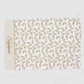 Benutzerdefiniertes Monogramm Name Beige Leaf-Must Golfhandtuch (Horizontal)
