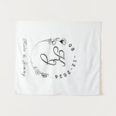 Benutzerdefiniertes Monogramm Name & Datum Elegant Wandteppich (Vorderseite (Horizontal))