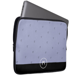 Benutzerdefiniertes Monogramm Name einfache blaue  Laptopschutzhülle
