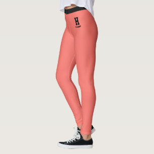 Benutzerdefiniertes Monogramm Name Elegant Koralle Leggings