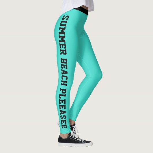 Benutzerdefiniertes Monogramm Name Elegant Türkis Leggings (Rechts)