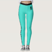 Benutzerdefiniertes Monogramm Name Elegant Türkis Leggings (Vorderseite)