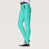 Benutzerdefiniertes Monogramm Name Elegant Türkis Leggings (Links)