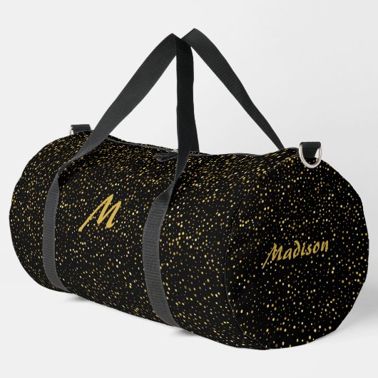 Benutzerdefiniertes Monogramm & Name Faux Glitter Duffle Bag (Linke Ecke)