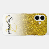 Benutzerdefiniertes Monogramm Name Gold Glitter Om Case-Mate iPhone Hülle (Rückseite (Horizontal))