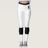 Benutzerdefiniertes Monogramm Name Klassisch Weiß  Leggings (Vorderseite)