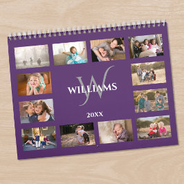 Benutzerdefiniertes Monogramm Name Lila Foto Kalender