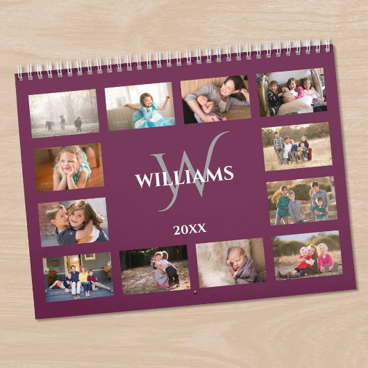 Benutzerdefiniertes Monogramm Name Magenta Lila Fo Kalender