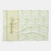 Benutzerdefiniertes Monogramm Name Natur Farnblatt Geschirrtuch (Horizontal)