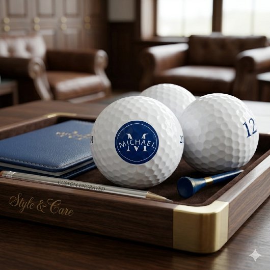 Benutzerdefiniertes Monogramm Name Navy Moderner S Golfball