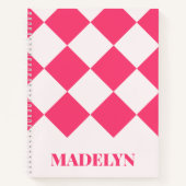 Benutzerdefiniertes Monogramm Name Pink & Weiß Geo Notizblock (Vorderseite)