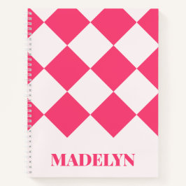 Benutzerdefiniertes Monogramm Name Pink & Weiß Geo Notizblock