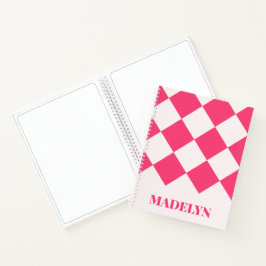 Benutzerdefiniertes Monogramm Name Pink & Weiß Geo Notizblock