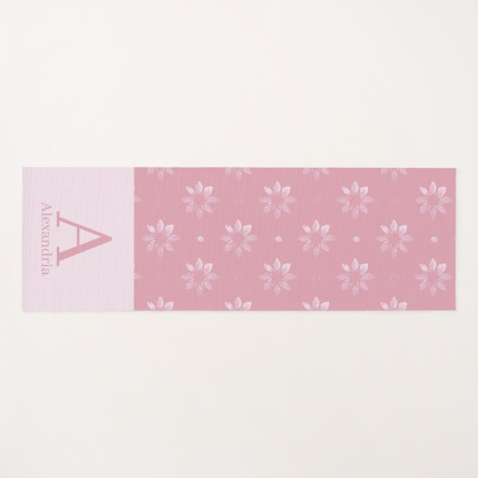 Benutzerdefiniertes Monogramm Name rosa Muster Yogamatte (Vorderseite (Horizontal))