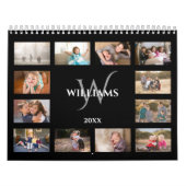 Benutzerdefiniertes Monogramm Name Schwarz Foto Kalender (Titelbild)
