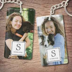 Benutzerdefiniertes Monogramm, Name und Foto Trend Schlüsselanhänger