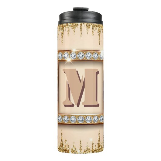 Benutzerdefiniertes Monogramm Namensdesign ✨ Thermosbecher (Vorderseite)