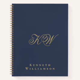Benutzerdefiniertes Monogramm Navy Blau Gold Minim Notizblock