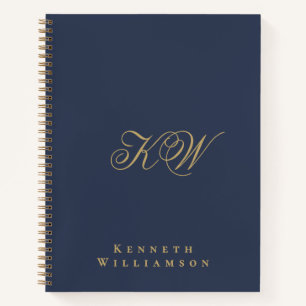 Benutzerdefiniertes Monogramm Navy Blau Gold Minim Notizblock