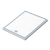 Benutzerdefiniertes Monogramm Navy Blau Rand Notizblock (Rotiert)