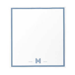 Benutzerdefiniertes Monogramm Navy Blau Rand Notizblock