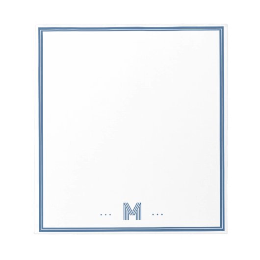Benutzerdefiniertes Monogramm Navy Blau Rand Notizblock (Vorderseite)