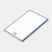 Benutzerdefiniertes Monogramm Navy Blau Rand Post-it Klebezettel (angewinkelt)