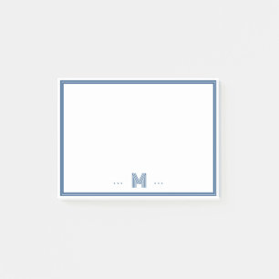 Benutzerdefiniertes Monogramm Navy Blau Rand Post-it Klebezettel