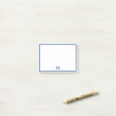 Benutzerdefiniertes Monogramm Navy Blau Rand Post-it Klebezettel (Auf Schreibtisch)