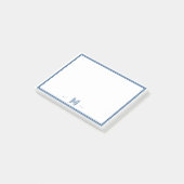 Benutzerdefiniertes Monogramm Navy Blau Rand Post-it Klebezettel (angewinkelt)