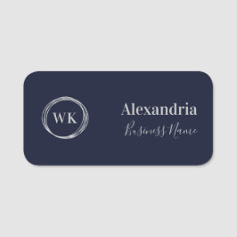 Benutzerdefiniertes Monogramm Navy Silber Mitarbei Namensschild