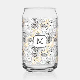 Benutzerdefiniertes Monogramm Niedliches Owl-Muste Dosenglas