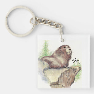 Benutzerdefiniertes Monogramm oder Name Marmot-Tie Schlüsselanhänger