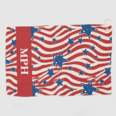 Benutzerdefiniertes Monogramm Patriotisches Golfha Golfhandtuch (Horizontal)