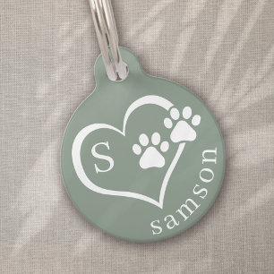 Benutzerdefiniertes Monogramm Paw Print Dog Haustiermarke