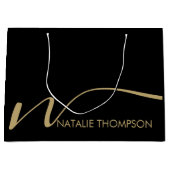 Benutzerdefiniertes Monogramm Personalisiert mit N Große Geschenktüte (Vorderseite)