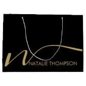 Benutzerdefiniertes Monogramm Personalisiert mit N Große Geschenktüte (Rückseite)