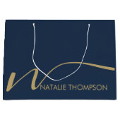 Benutzerdefiniertes Monogramm Personalisiert mit N Große Geschenktüte (Vorderseite)