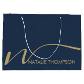 Benutzerdefiniertes Monogramm Personalisiert mit N Große Geschenktüte (Rückseite)