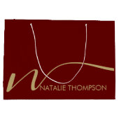 Benutzerdefiniertes Monogramm Personalisiert mit N Große Geschenktüte (Rückseite)