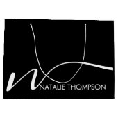 Benutzerdefiniertes Monogramm Personalisiert mit N Große Geschenktüte (Rückseite)