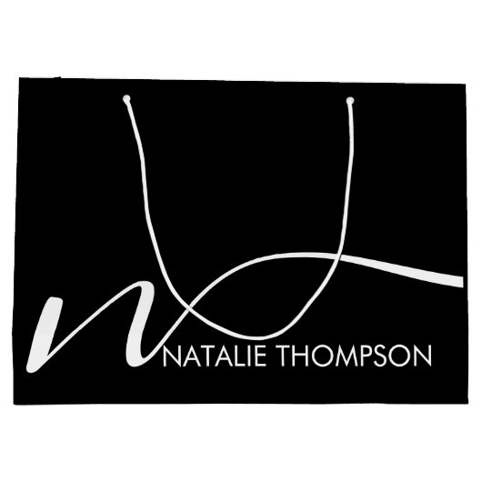 Benutzerdefiniertes Monogramm Personalisiert mit N Große Geschenktüte (Rückseite)