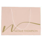 Benutzerdefiniertes Monogramm Personalisiert mit N Große Geschenktüte (Rückseite)