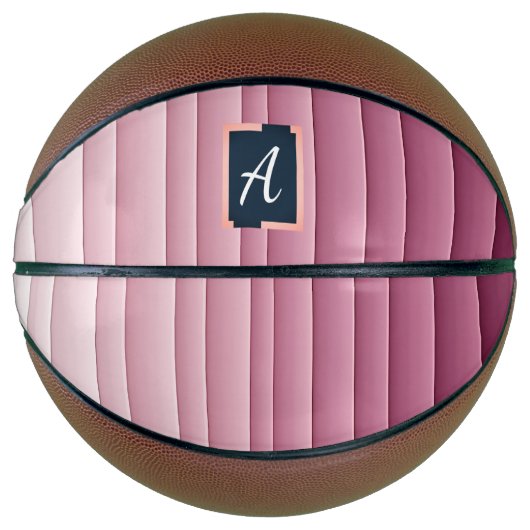 Benutzerdefiniertes Monogramm Pink Gradient Vertik Basketball (Vorderseite)