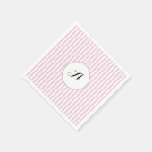 Benutzerdefiniertes Monogramm Pink Stripe Parisan Serviette (Ecke)