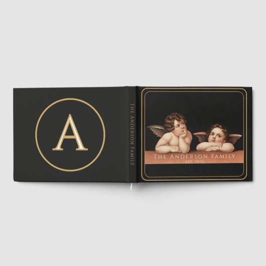 Benutzerdefiniertes Monogramm Raphael Cherub Hochz Gästebuch (Voll)