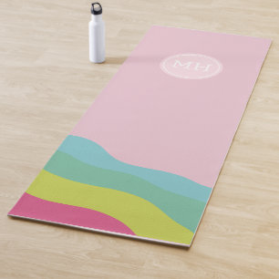 Benutzerdefiniertes Monogramm Regenbogen trendy fa Yogamatte